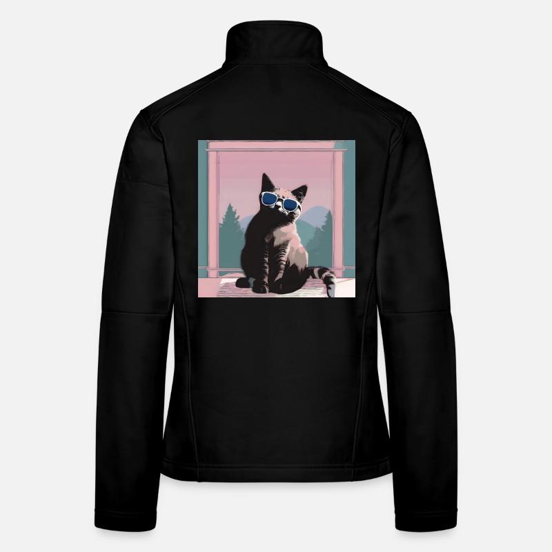 Chat au look rétro d’été Veste en tissu softshell Femme
