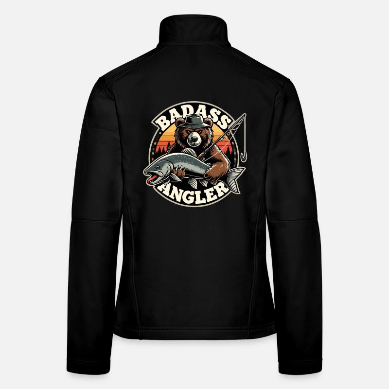 Badass Angler Ours Pêche Poisson Cadeau Veste en tissu softshell Femme