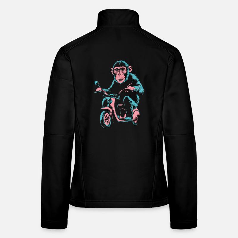 Affe auf dem Roller – Retro Streetstyle - Frauen Softshelljacke - Schwarz