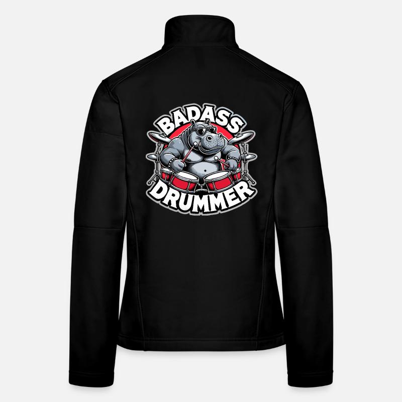 Badass Drummer Hippo Cool Gift Veste en tissu softshell Femme