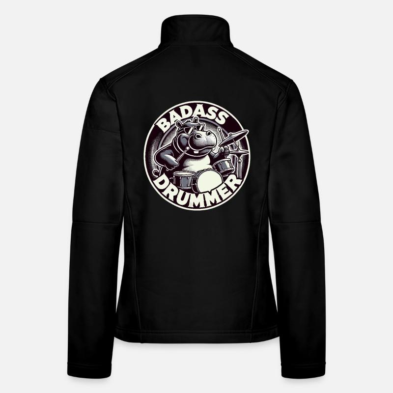 Badass Drummer Hippo Cool Gift Veste en tissu softshell Femme