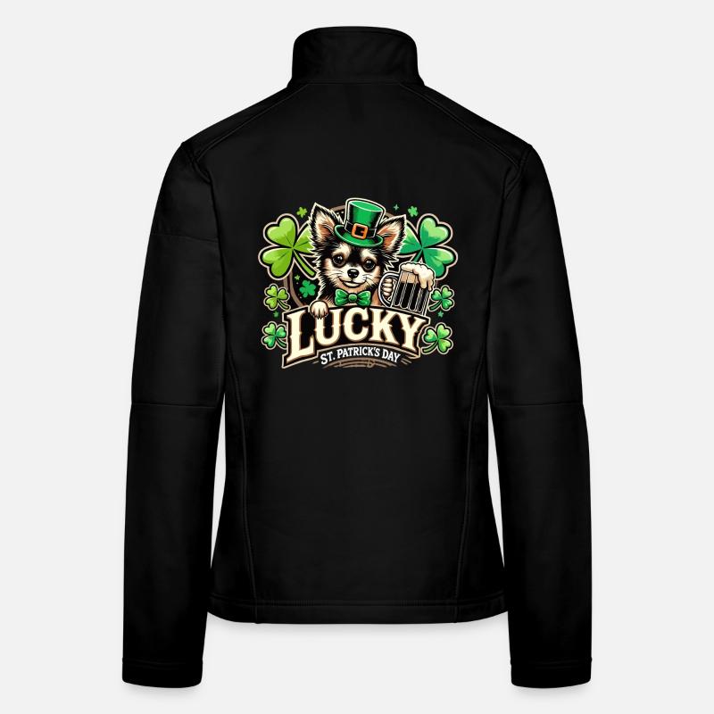 Saint-Patrick Leprechaun Chihuahua Heureux Veste en tissu softshell Femme