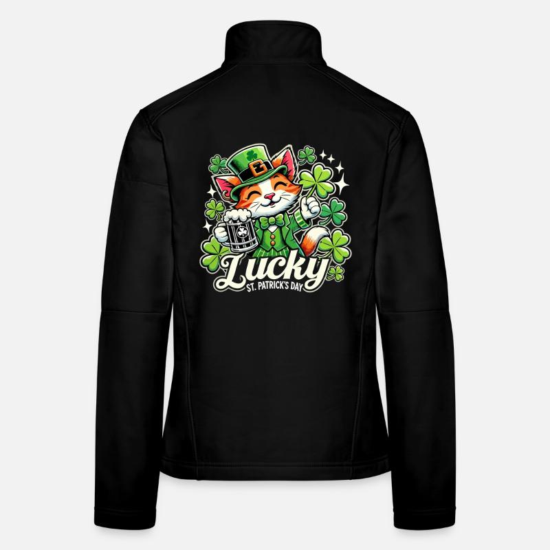 Saint-Patrick Leprechaun Cat Happy Veste en tissu softshell Femme