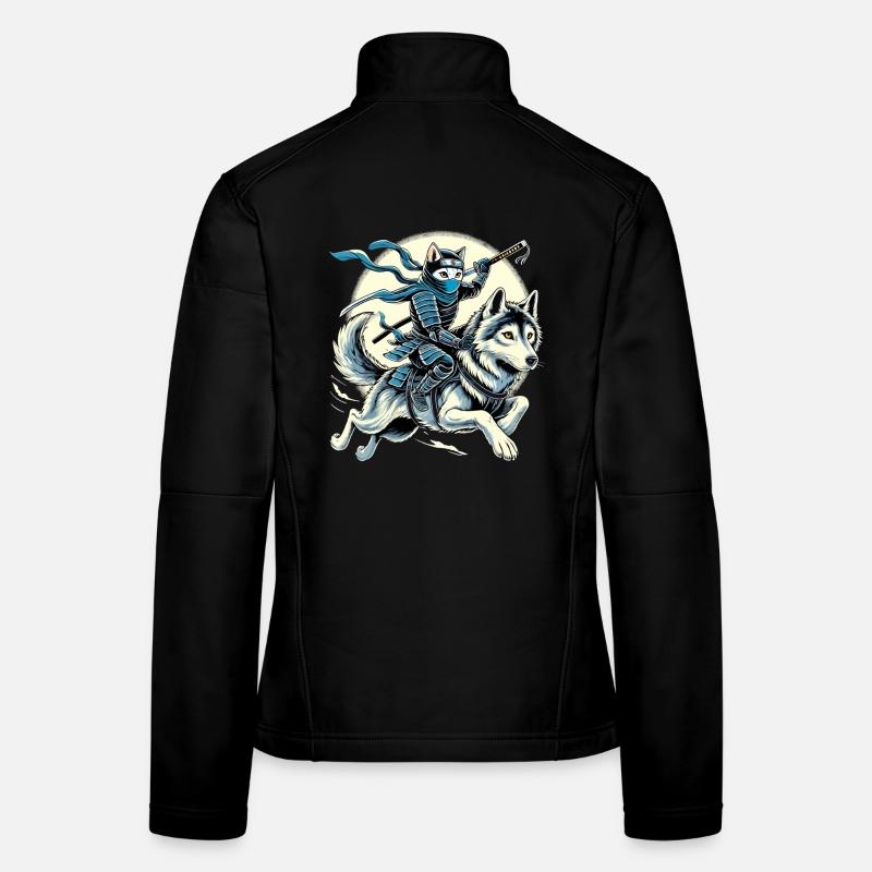 Ninja Katze Wolf Ninjato Mond Geschenk Frauen Softshelljacke