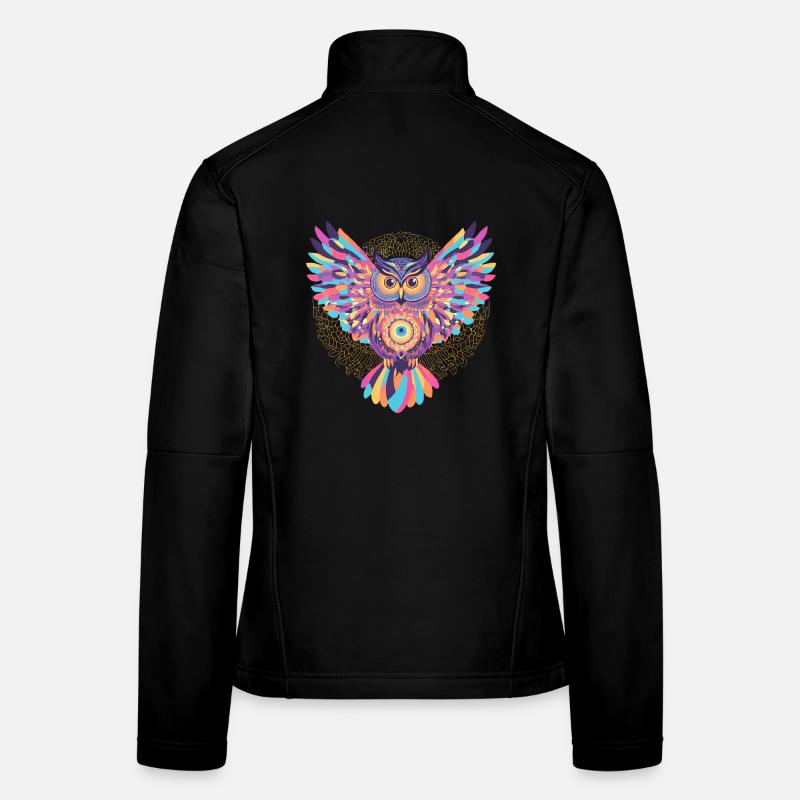 Rainbow mandala owl Women's Softshell Jacket