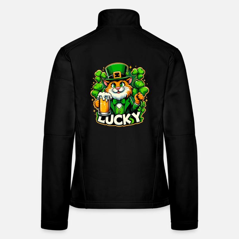 Saint-Patrick Leprechaun Cat Happy Veste en tissu softshell Femme