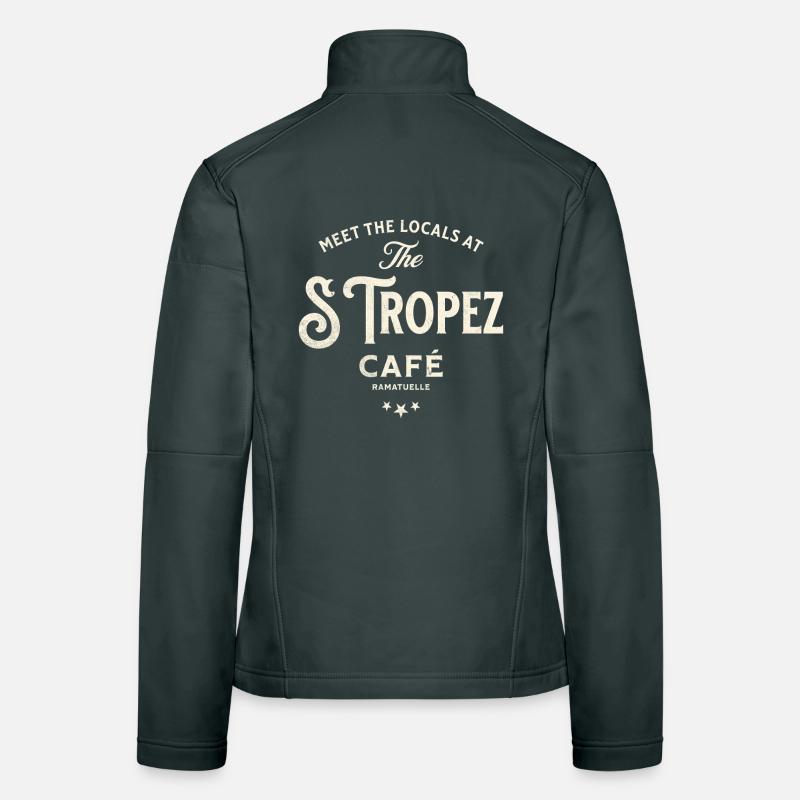 Vintage Typographic Design St Tropez Café Women's Softshell Jacket
