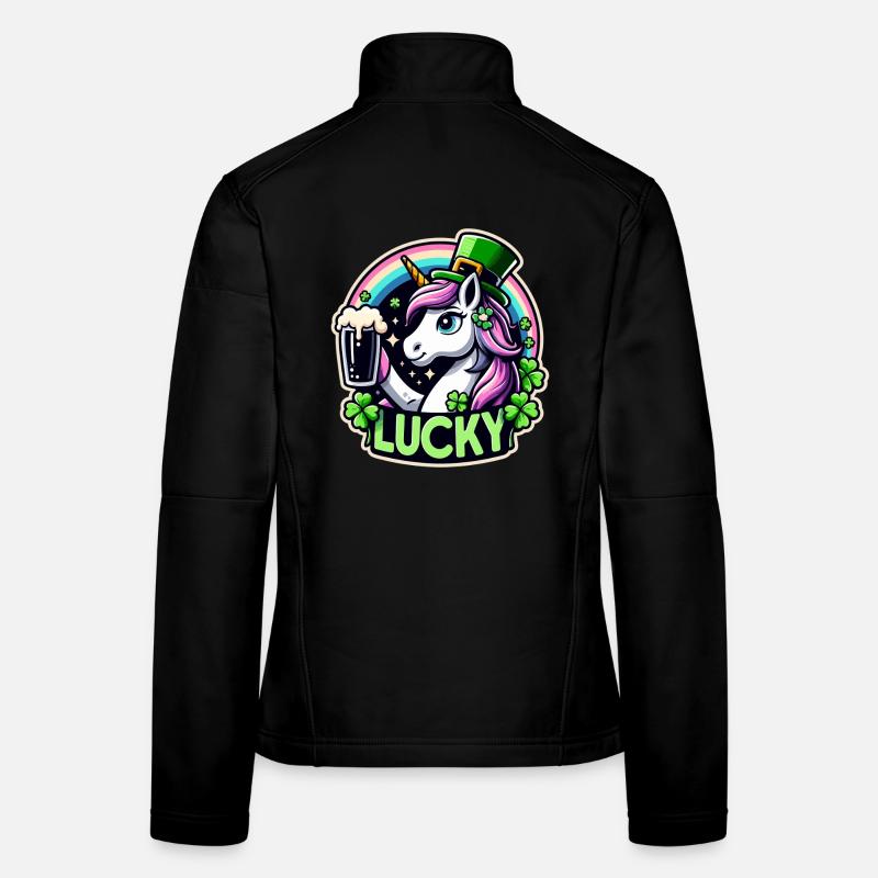 St. Patrick’s Day Leprechaun Einhorn Glücklich Frauen Softshelljacke
