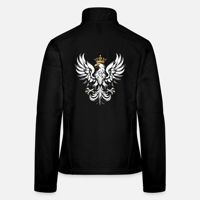 Polska Eagle Pole Polonais Aigle Blanc Cadeau Veste en tissu softshell Femme