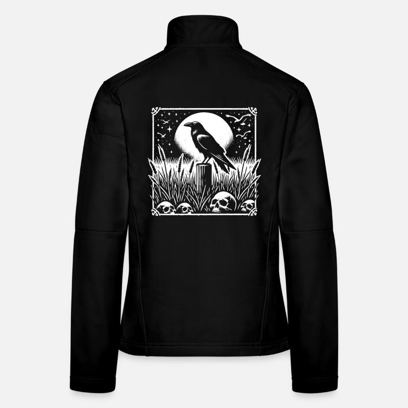 Corbeau Crâne de pleine lune Veste en tissu softshell Femme