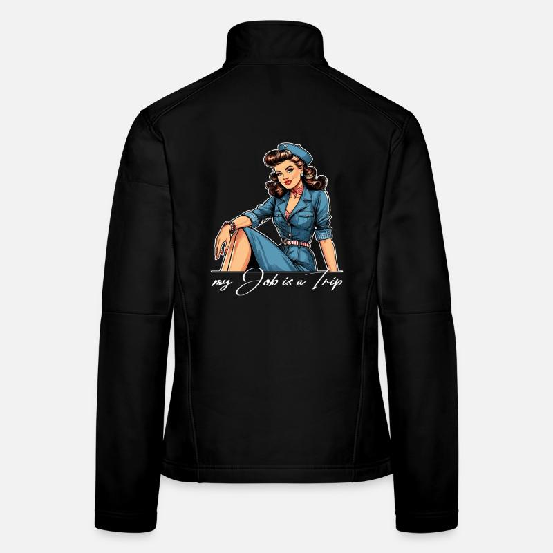 Pin Up Retro Stewardess Beruf Reise Geschenk Frauen Softshelljacke
