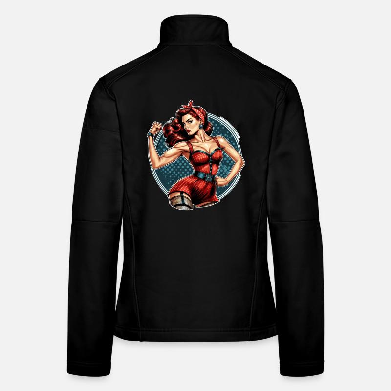 Femme forte confiante Rockabilly cadeau Veste en tissu softshell Femme