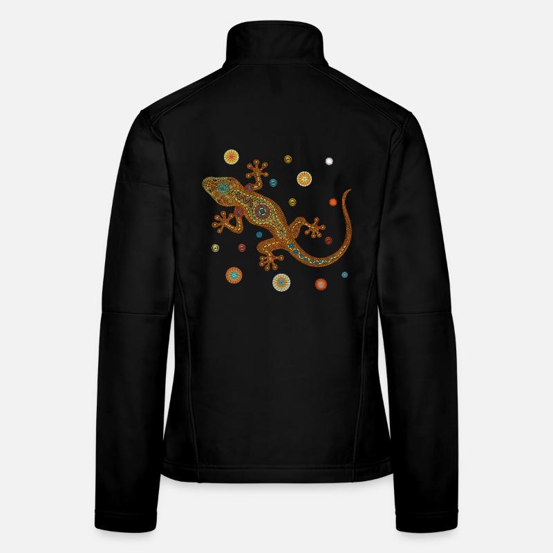 Mosaik-Eidechse – Farbenfrohes Tierdesign - Frauen Softshelljacke - Schwarz