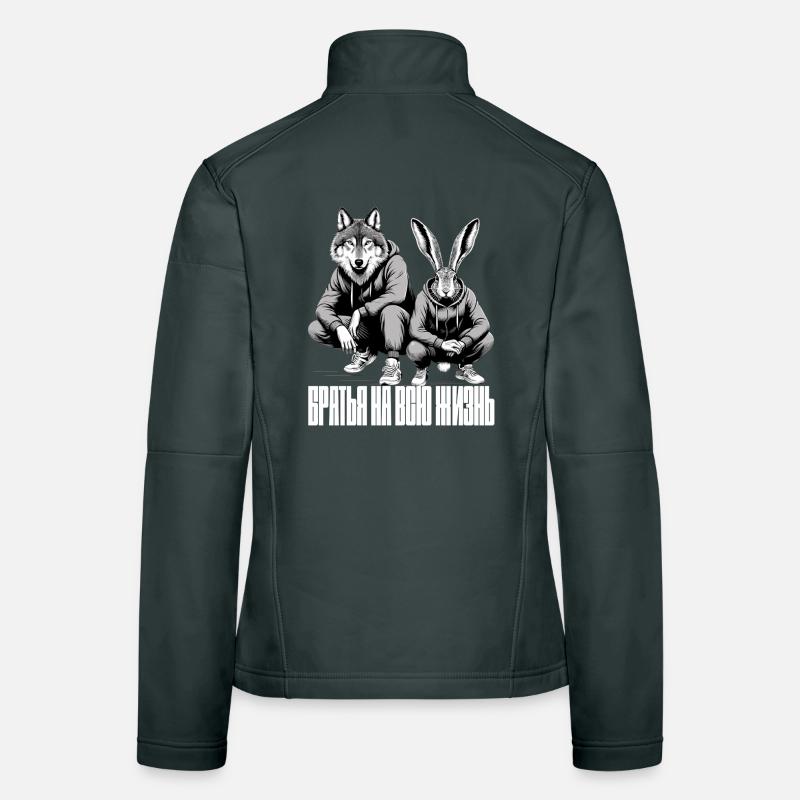 Russian Squat Slavs Hare and Wolf Brothers Gift Women's Softshell Jacket