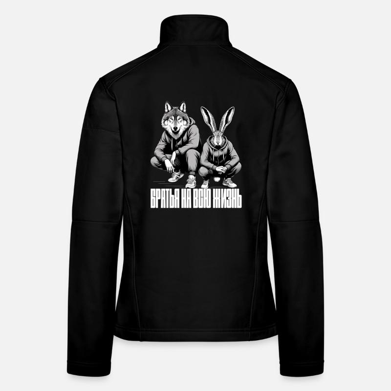 Russian Squat Slavs Hare and Wolf Brothers Gift Women's Softshell Jacket