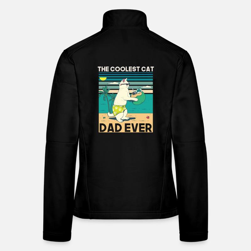 Cool Cat Dad Beach Design Women's Softshell Jacket