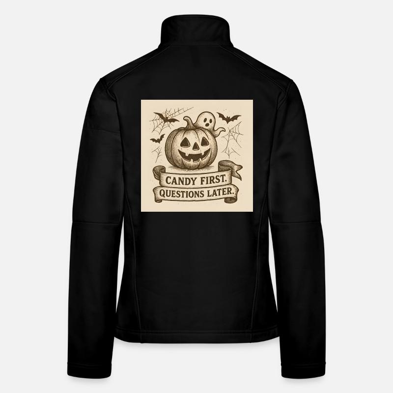 Halloween Kürbis mit Geist und Banner Frauen Softshelljacke