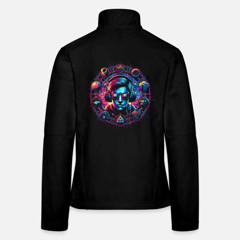Neon Cyber Gaming Sage Design Women's Softshell Jacket