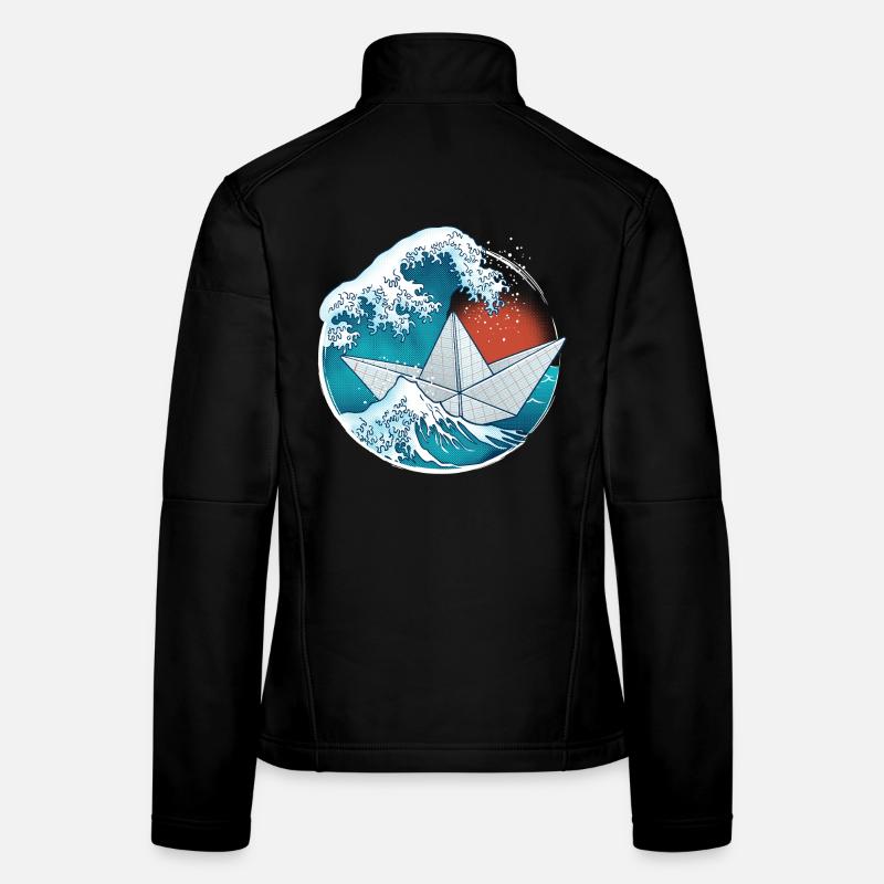 Paper boat in origami style - Women's Softshell Jacket - black