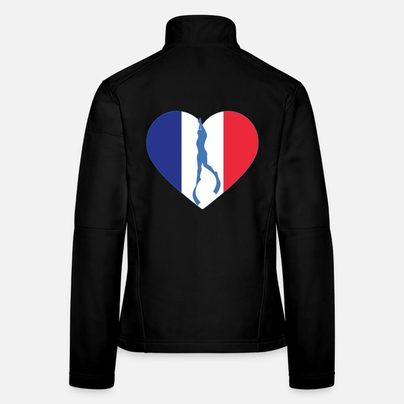 Frankreich Freitauchen Herz Flagge Frauen Softshelljacke
