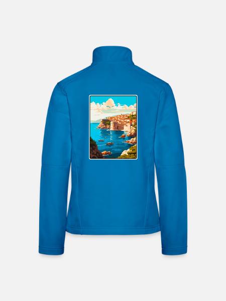 Dubrovnik, Croatie, affiche de voyage vintage Paysage urbain - Veste en tissu softshell Femme - noir - Dos