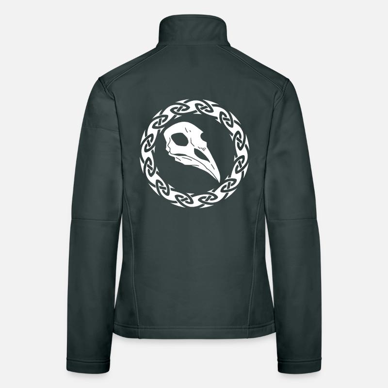 White Viking Raven Skull Women's Softshell Jacket