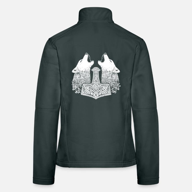 Nordisch Wolf Thor Hammer Wikinger  Frauen Softshelljacke