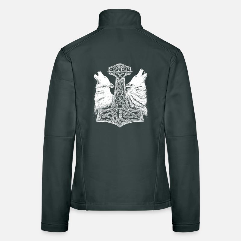Nordisch Wolf Thor Hammer Wikinger  Frauen Softshelljacke