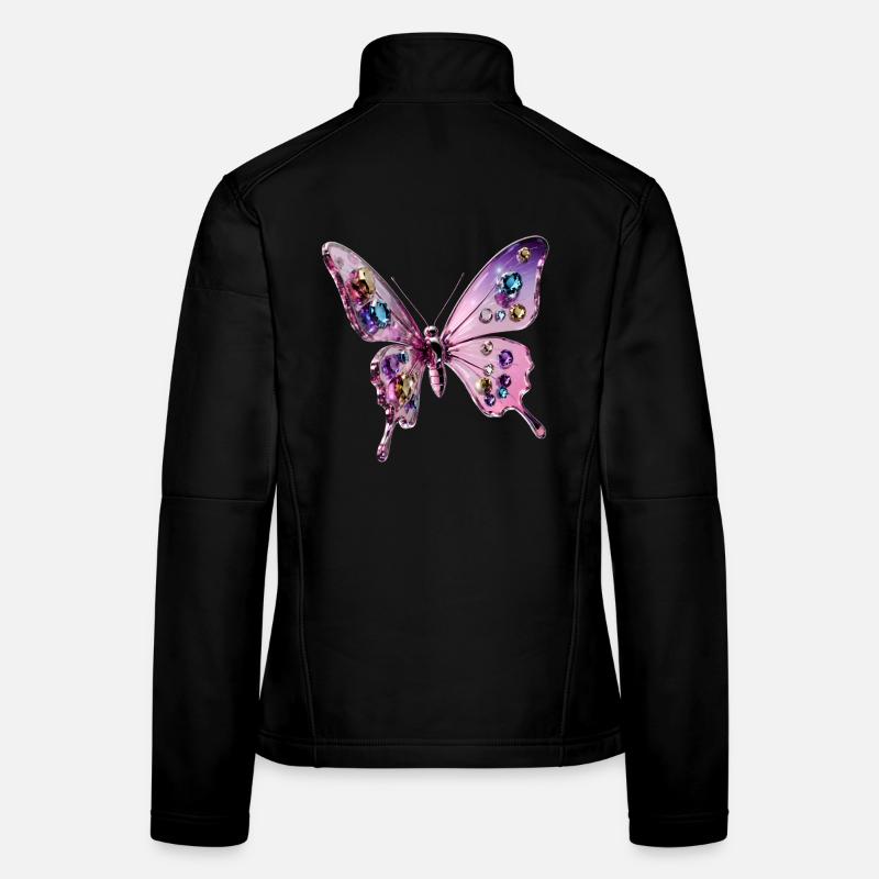 3d Glamour Schmetterling - Chrom & Glitzer Frauen Softshelljacke