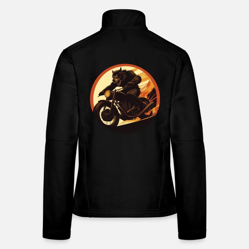 Werewolf Motorcycle Flame Circle Women's Softshell Jacket