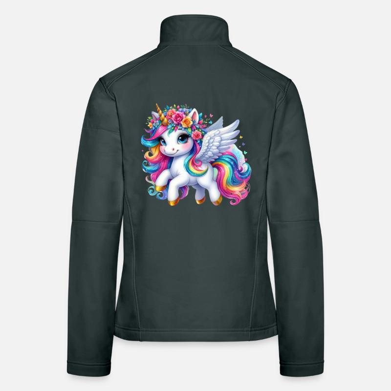 Rainbow Winged Unicorn Crown Women's Softshell Jacket
