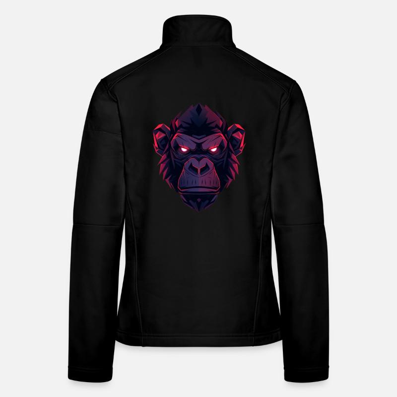Neon Gorilla Head Art Women's Softshell Jacket