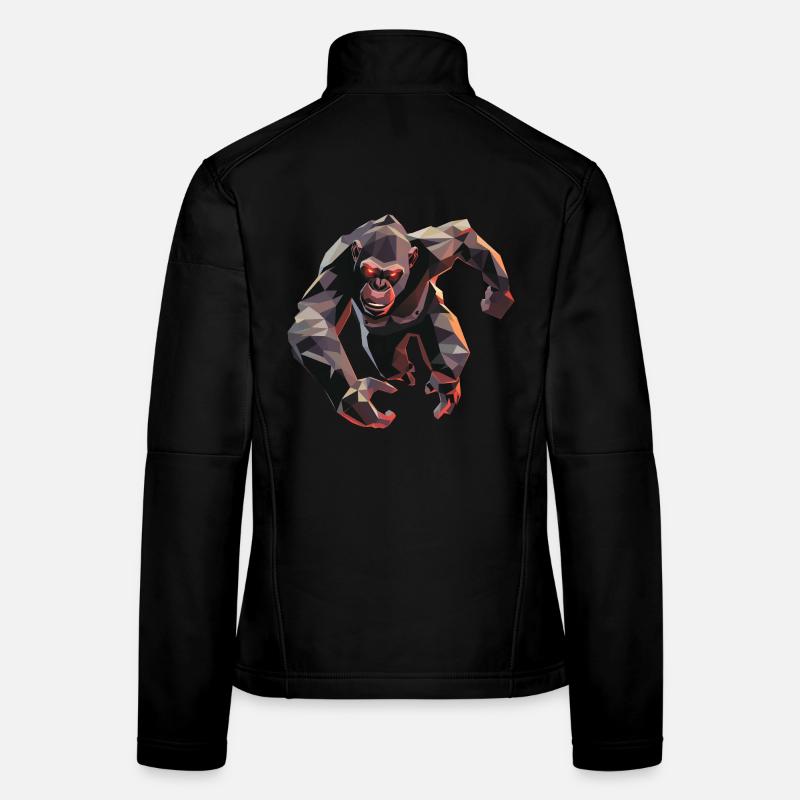 Gorille dans le style low poly - Veste en tissu softshell Femme - noir