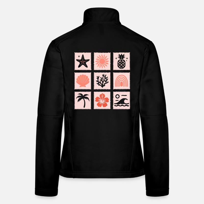 Natur Briefmarken Collage Frauen Softshelljacke