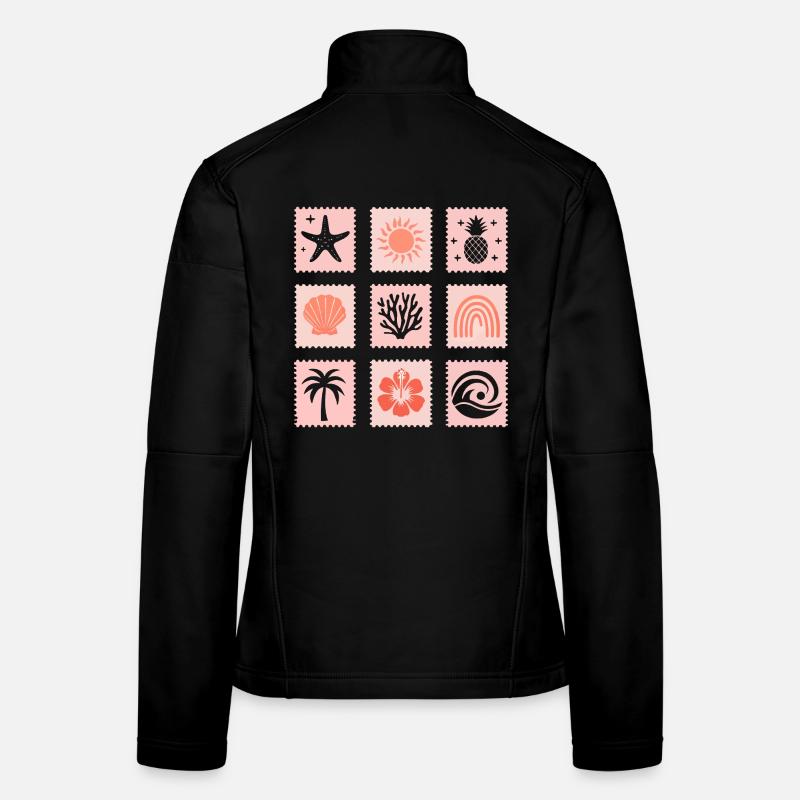 Natur Briefmarken Collage Frauen Softshelljacke