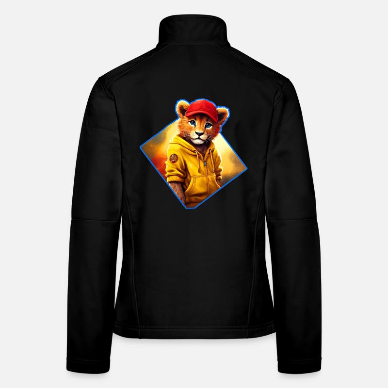 Little lion with red cap - Women's Softshell Jacket - black