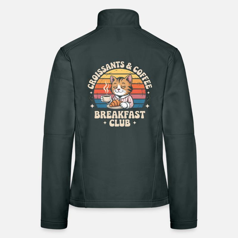 Cat Retro Coffee Breakfast Women's Softshell Jacket