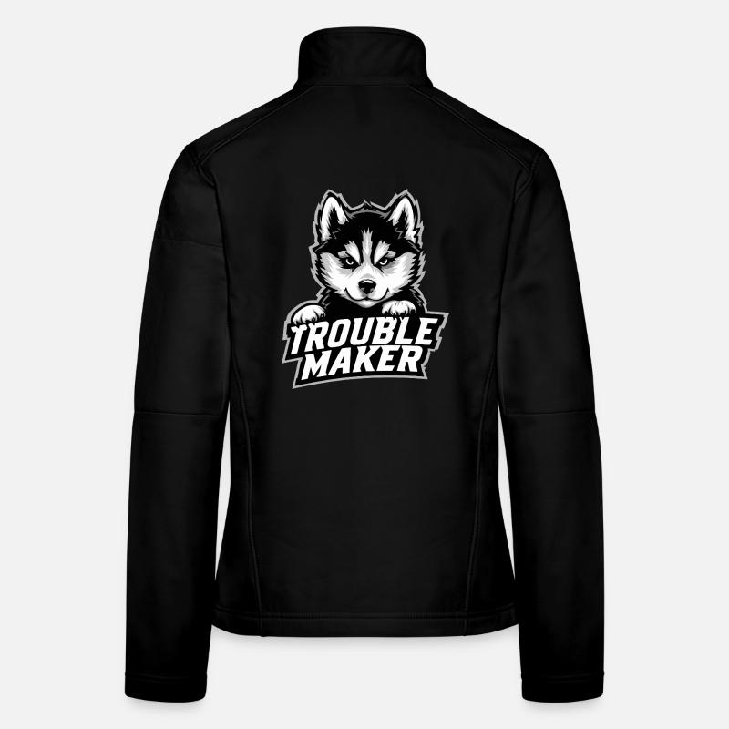 Troublemaker – Husky Welpe Portrait Frauen Softshelljacke