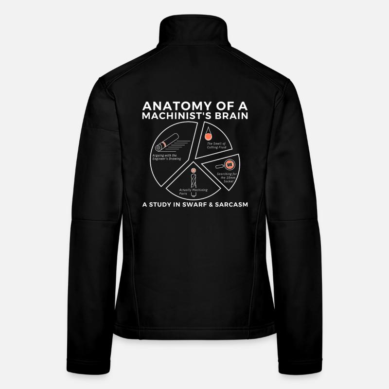 Workshop Humor, Sjov Maskinist Hjerne Tshirt - Softshelljakke til damer - sort