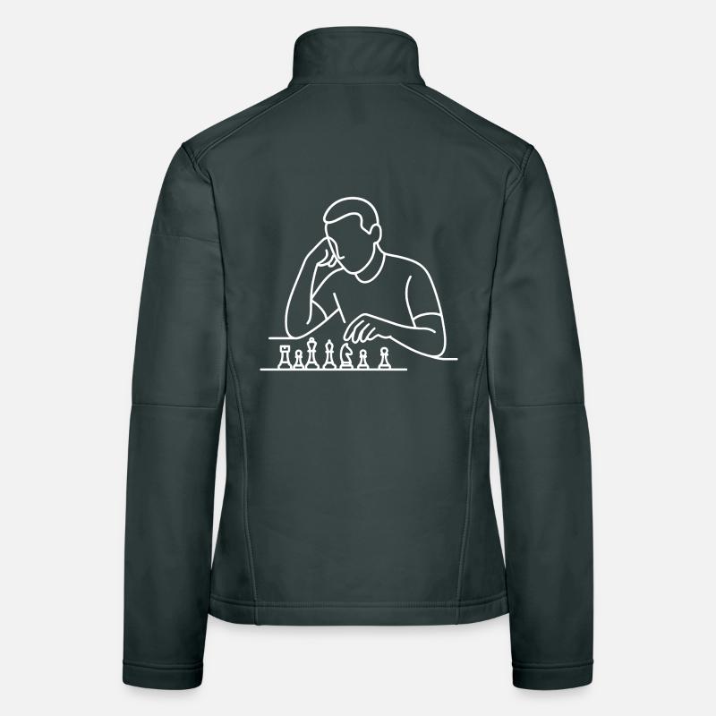 Chess Player Sketch – Minimalist Thinking Motif Women's Softshell Jacket