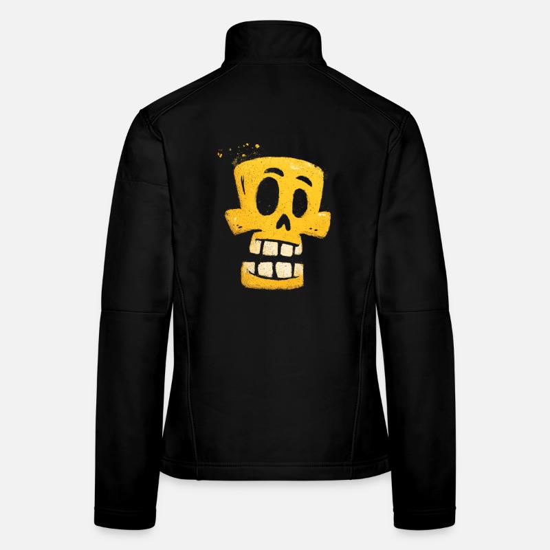 Yellow Graffiti Skeleton Grin Women's Softshell Jacket