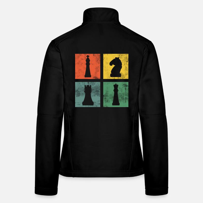 Échecs Pièces d’échecs Joueurs d’échecs Veste en tissu softshell Femme