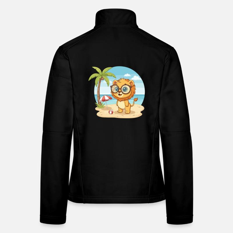 Lion mignon avec des lunettes vacances d’été à plage Veste en tissu softshell Femme