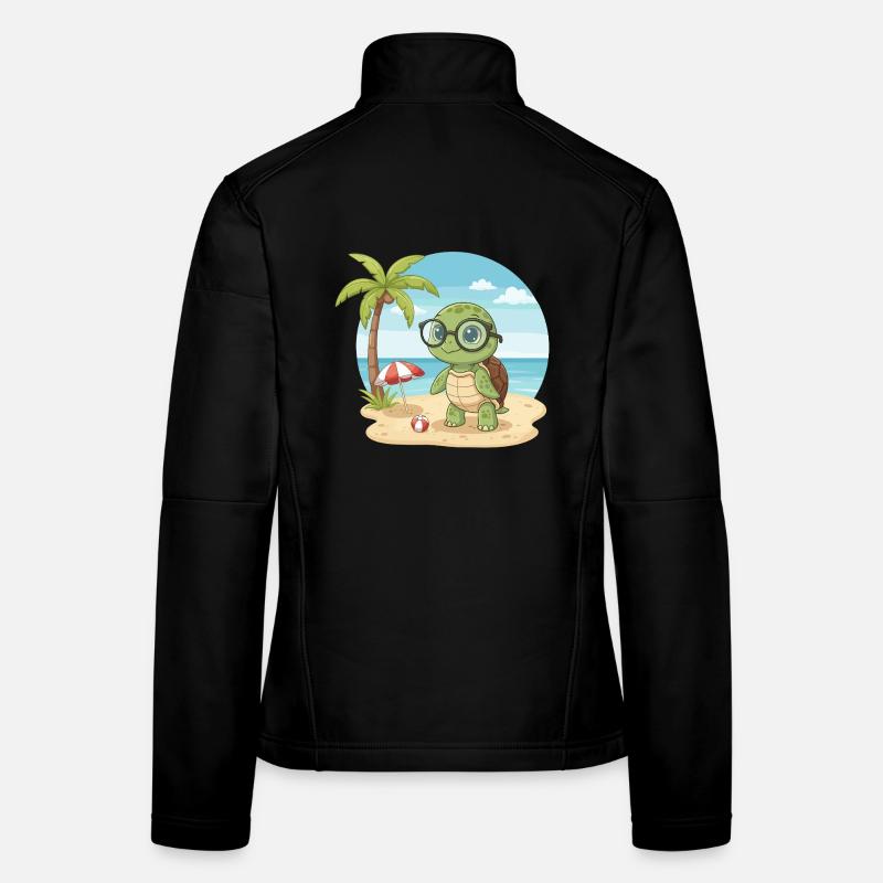 Cute Turtle with Glasses Beach Summer Vacation Women's Softshell Jacket