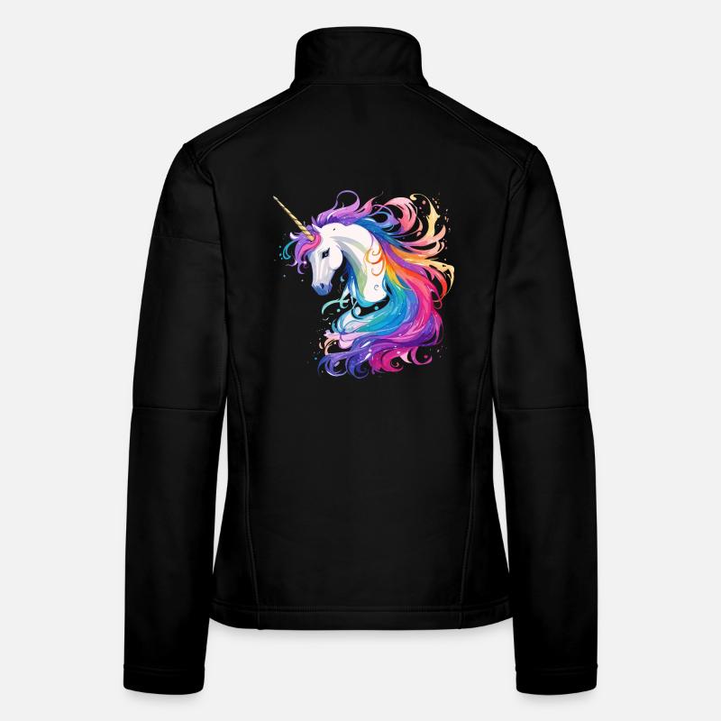 Regenbogen-Einhorn Kopf Portrait Frauen Softshelljacke