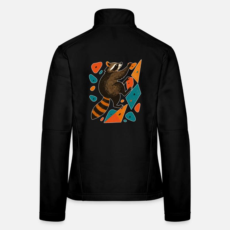 Bouldering Raccoon Climbing Motivational Gift Women's Softshell Jacket
