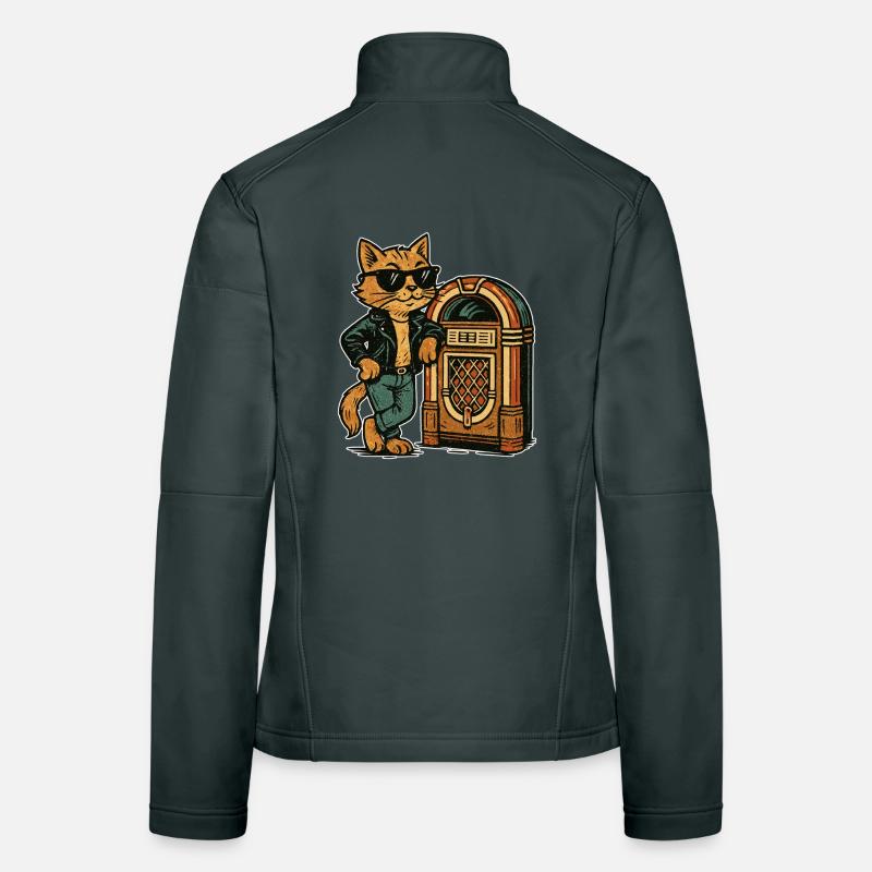 Rockabilly Jukebox Cool Cat 50s Retro Gift Women's Softshell Jacket