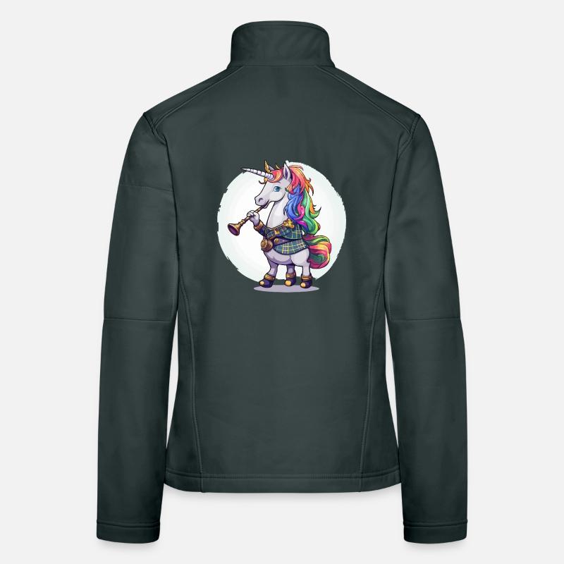 Buntes Einhorn mit Trompete Frauen Softshelljacke