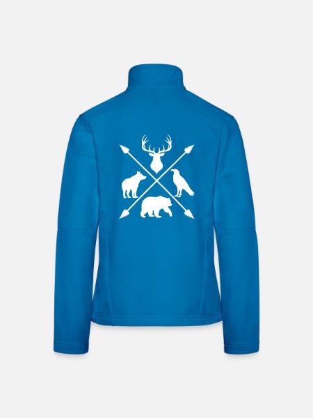 Waldtiere Wildnis Hirsch Wolf Bär Pfeile - Frauen Softshelljacke - Schwarz - Hinten