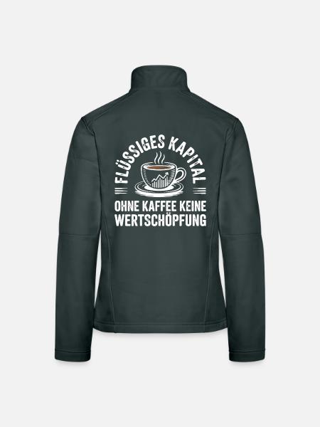 Flüssiges Kapital - Lustiges Kaffee Büro Design - Frauen Softshelljacke - Schwarz - Hinten